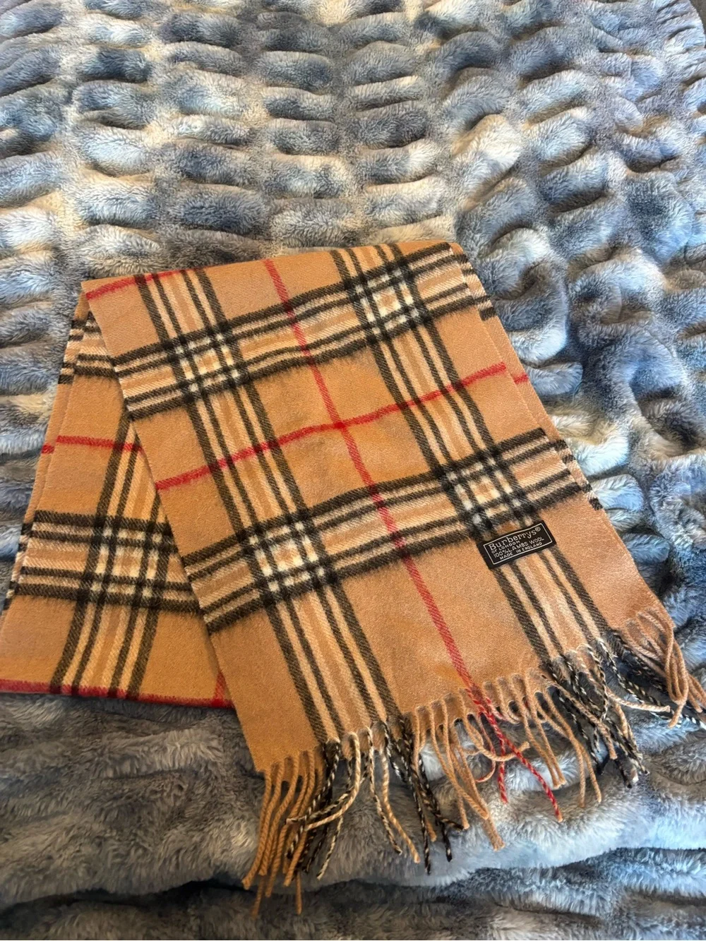 Burberry Beige Black and Red Check Wool Scarf - Picture 3 of 4